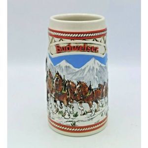 Vintage Mug 1985 Anheuser Busche Budweiser Clydesdale Holiday Beer Stein